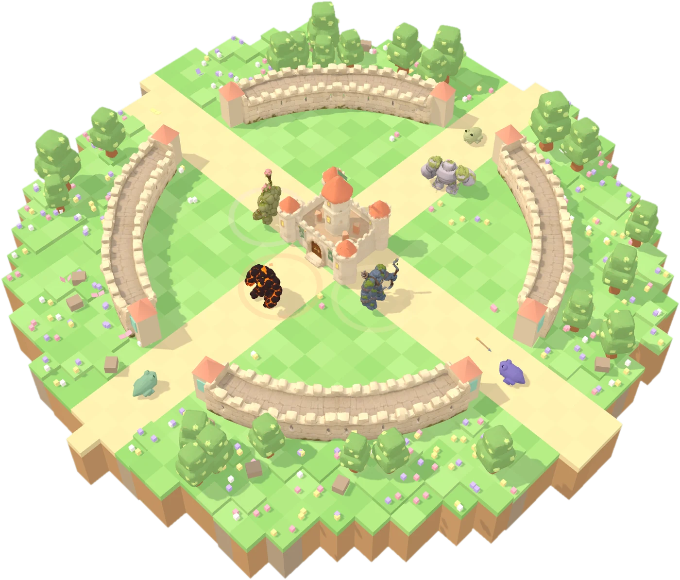 CozyGolem: a floating island with golems guarding the castle
